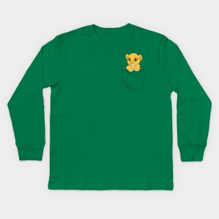 A lion in a pocket Kids Long Sleeve T-Shirt